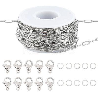 DIY 304 Stainless Steel Paperclip Chains Necklaces/Bracelets Making Kits DIY-BBC0002-71-1