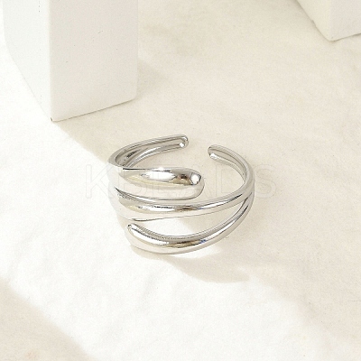 304 Stainless Steel Cuff Rings for Women LS-RJEW-G338-21P-1