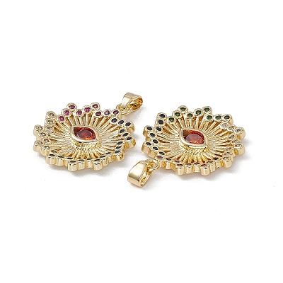 Brass Colorful Cubic Zirconia Pendants KK-E068-VA220-2-1