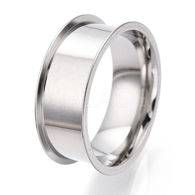 201 Stainless Steel Grooved Finger Ring Settings STAS-WH0047-8mm-23S-1