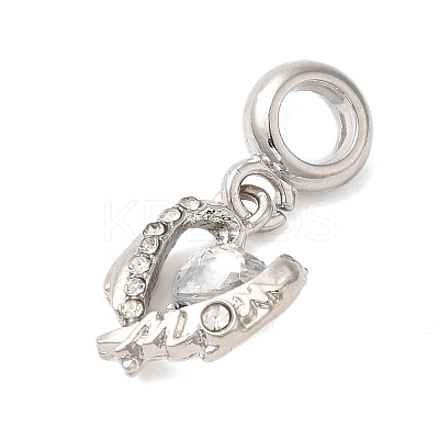 Rack Plating Alloy Crystal Rhinestone European Dangle Charms PALLOY-S189-36P-1