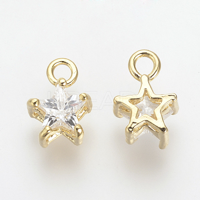Brass Cubic Zirconia Charms KK-R015-108G-1