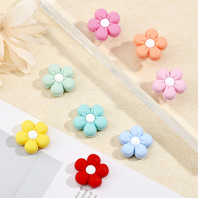 10Pcs 10 Colors Food Grade Eco-Friendly Silicone Beads SIL-CA0001-84-1