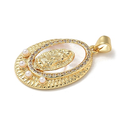 Brass Micro Pave Clear Cubic Zirconia Pendants KK-U046-07G-1