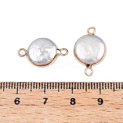 Electroplated Natural Keshi Pearl Flat Round Connector Charms PEAR-S018-02C-03-1
