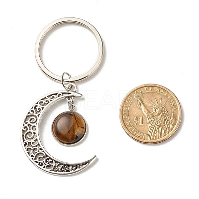 Natural Mixed Gemstone Cabochons Keychain KEYC-JKC00281-1