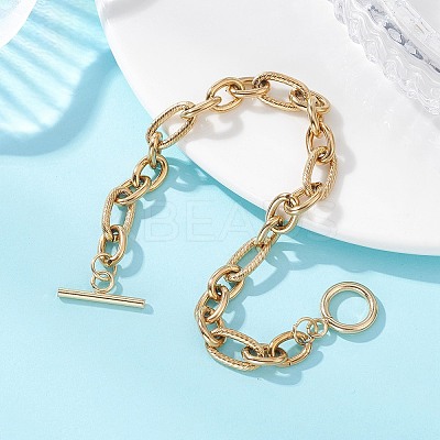 304 Stainless Steel Figaro Chain Bracelets for Women Men BJEW-JB12899-1