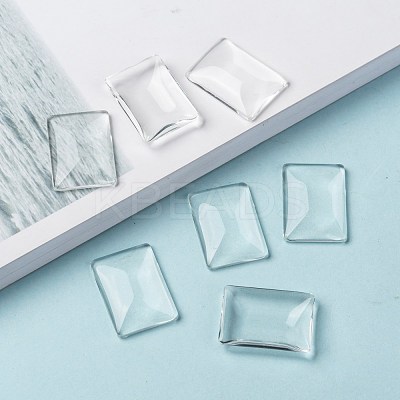 Transparent Rectangle Glass Cabochons GGLA-R025-25x18-1