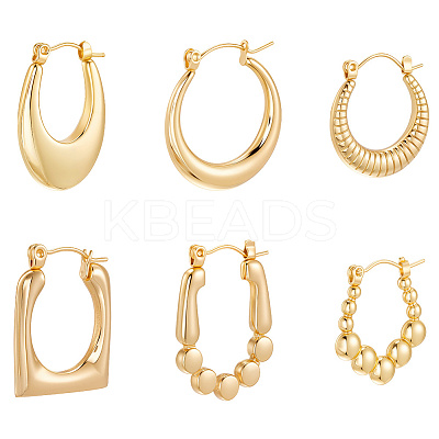 6 Pairs 6 Style304 Stainless Steel Hoop Earrings for Women EJEW-BBC0001-95-1