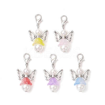 Angel Glass & Shell Pearl Bead Pendant Decorations HJEW-JM02964-1
