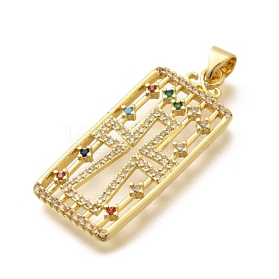 Rack Plating Brass Micro Pave Cubic Zirconia Pendants KK-L226-030G-03-1