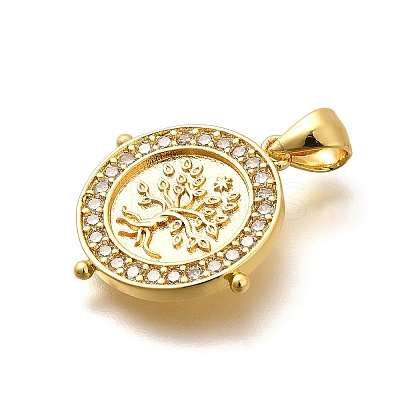 Rack Plating Brass Micro Pave Cubic Zirconia Pendants KK-L226-051G-02-1
