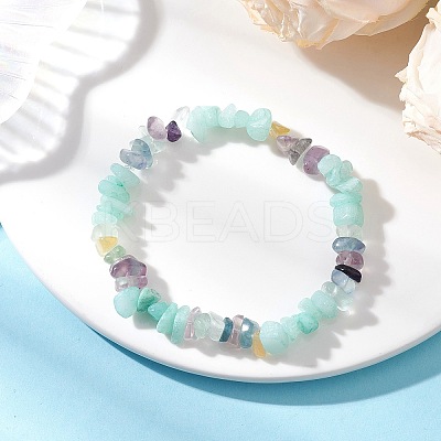Natural Amazonite Chip Beads Stretch Bracelets for Women BJEW-JB12589-02-1