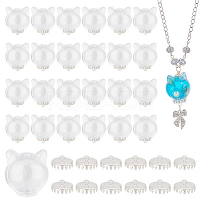 DIY Blank Kitten Wish Bottle Pendant Making Kit DIY-PH0022-28-1