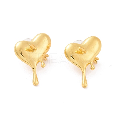Heart wirh Arrow Alloy Stud Earrings EJEW-E268-01G-1