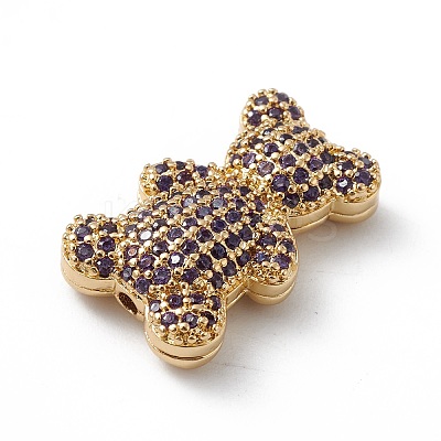 Real 18K Gold Plated Rack Plating Brass Micro Pave Cubic Zirconia Beads ZIRC-L100-135G-1