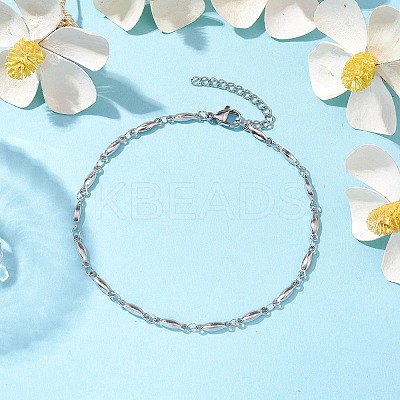 Non-Tarnish 304 Stainless Steel Bar Link Chain Anklets AJEW-AN00602-01-1