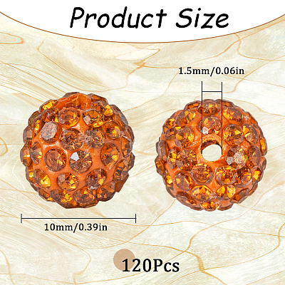 120Pcs Pave Disco Ball Beads RB-SC0001-13B-1