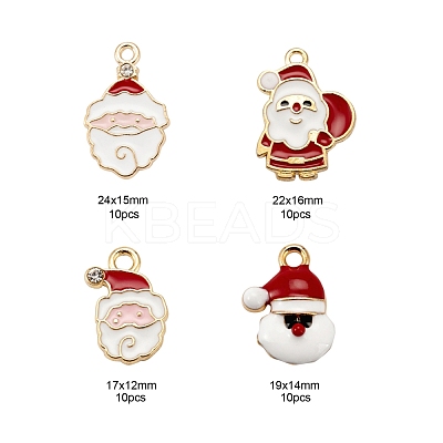 40Pcs 4 Style Christmas Theme Light Gold Alloy Enamel Pendants ENAM-LS0001-61-1