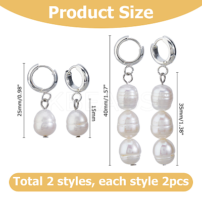 2 Pairs 201 Stainless Steel Hoop Earring EJEW-HS00009-1