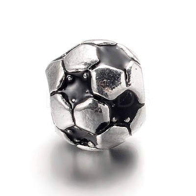 Large Hole FootBall/Soccer Ball Alloy Enamel European Beads LS-MPDL-L013-02B-1