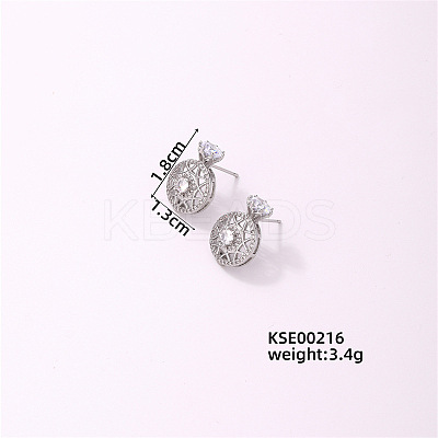 Elegant Round Earrings with Shiny Diamonds for Fashionable and Delicate Look CV1535-1