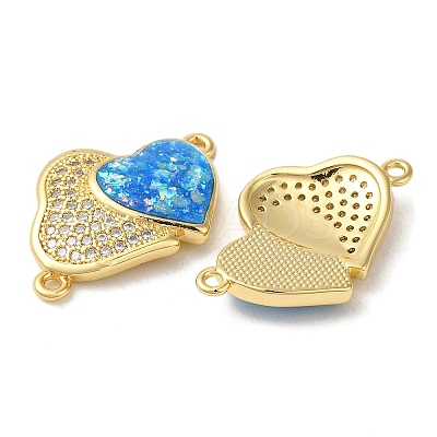 Rack Plating Brass Micro Pave Clear Cubic Zirconia Connector Charms KK-P268-20G-03-1