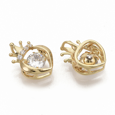 Brass Micro Pave Clear Cubic Zirconia Charms ZIRC-T011-20G-NF-1