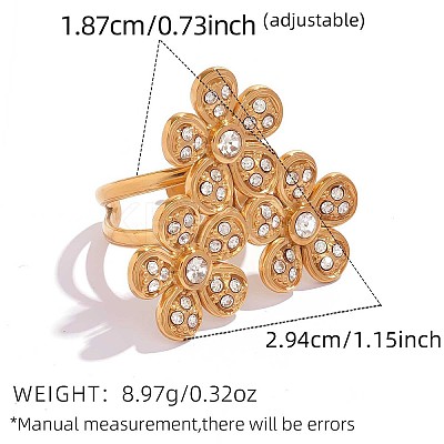 304 Stainless Steel Micro Pave Cubic Zirconia Cuff Open Rings FS-WG339F8-02-1