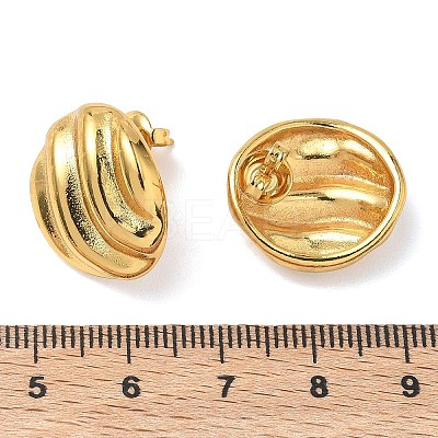 Textured Oval 304 Stainless Steel Stud Earrings for Women EJEW-K333-20G-1