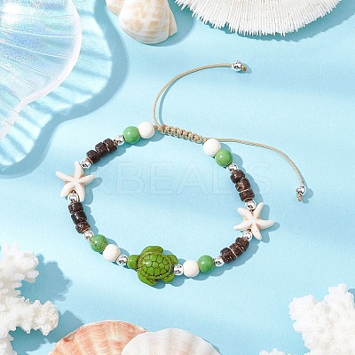 Synthetic Turquoise Braided Bead Bracelets BJEW-JB11093-1
