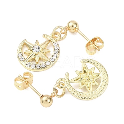 Alloy Crystal Rhinestone Dangle Stud Earrings EJEW-JE06657-03-1