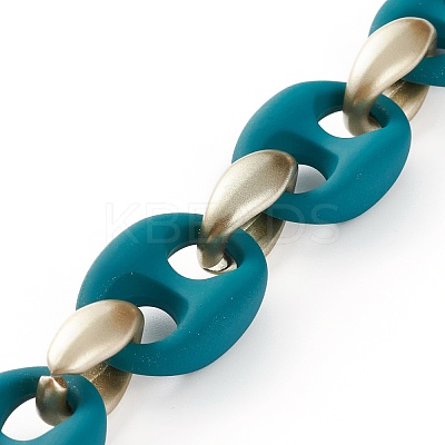 Handmade Spray Painted CCB Plastic & Rubberized Style Acrylic Coffee Bean Chains AJEW-JB00876-03-1