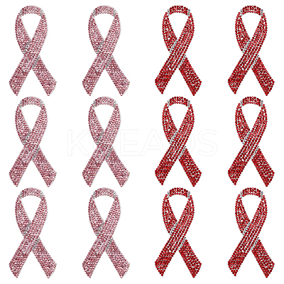 12Pcs 2 Colors Hot Glue & Rhinestone Sequin Patches PATC-FG0002-50-1