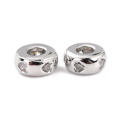 Brass Micro Pave Clear Cubic Zirconia Beads ZIRC-P091-01B-P-RS-1