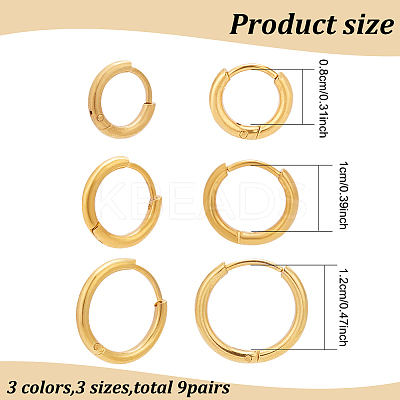 18PCS 3 Size 3 Colors Brass Huggie Hoop Earrings for Women EJEW-AN0003-25-1