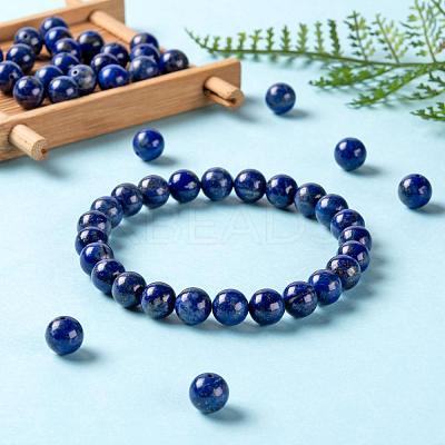 D100Pcs 8mm Natural Lapis Lazuli Round Beads DIY-LS0002-02-1