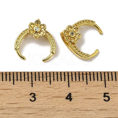 Flower Rack Plating Brass Micro Pave Cubic Zirconia Pinch Bails KK-P246-02G-1