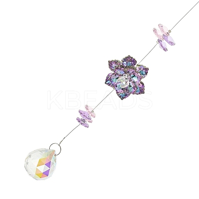Glass Flower Hanging Suncatchers HJEW-P018-E01-1