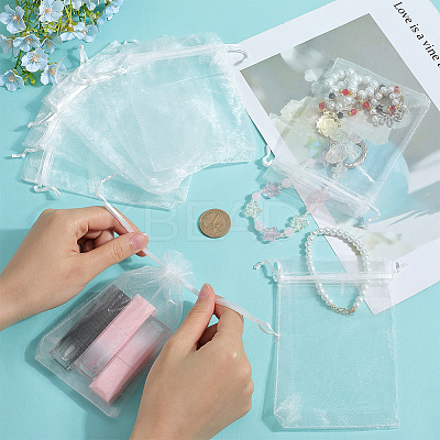 100pcs Large Organza Pouches Portable Shoes Bag Travel Storage Drawstring Bags OP-SP0001-03D-01-1