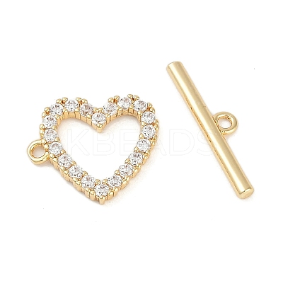 Brass Micro Pave Clear Cubic Zirconia Toggle Clasps KK-K391-07G-1
