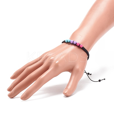 Acrylic Braided Bead Bracelet BJEW-JB08546-1