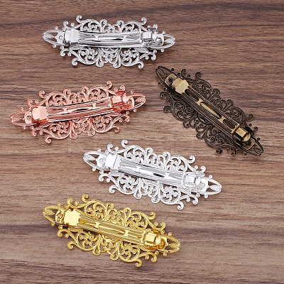 Vintage Hair Accessories Iron Hair Barrette Findings OHAR-PW0001-035P-1