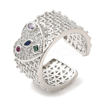 Rack Plating Brass Hollow Open Cuff Rings RJEW-R138-04P-1