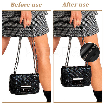 1Pc Black PU Leather Alloy Crub Chain Purse Strap Extenders for Purse Making PURS-CL0001-10A-1