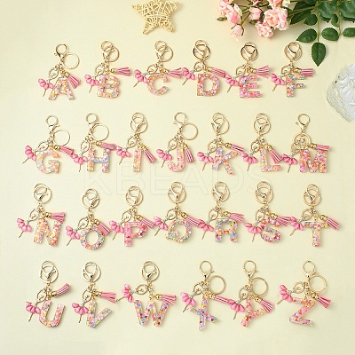 Letter A~Z Transparent Glitter Resin Pendant Keychains KEYC-FZ00024-20-1