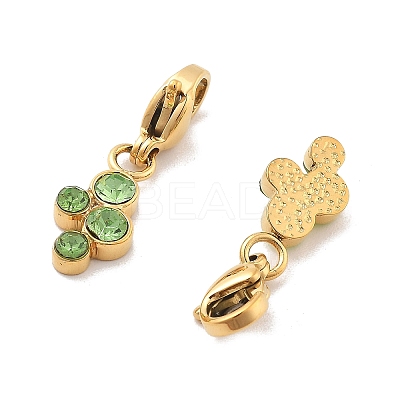 304 Stainless Steel Rhinestone Pendant Decorations STAS-M092-07G-1