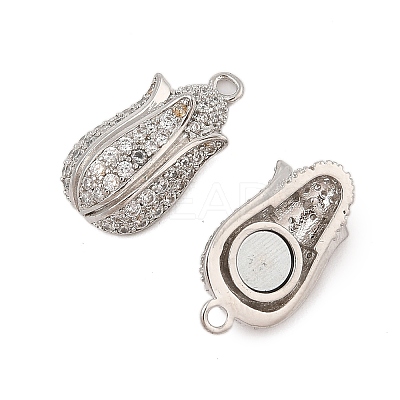 Brass Micro Pave Clear Cubic Zirconia Magnetic Clasps KK-L223-023P-1