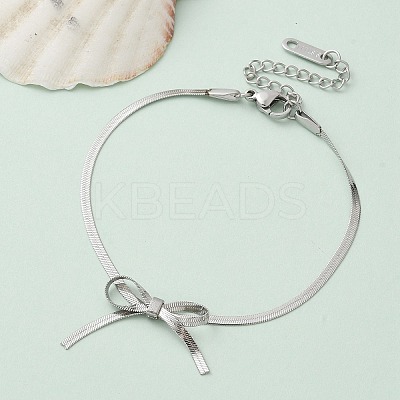 304 Stainless Steel Herringbone Chains Bracelets BJEW-C084-01P-1