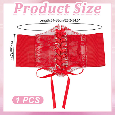 PVC Lace Up Elastic Corset Belts with Polyester Ribbon for Women AJEW-WH0678-79A-1